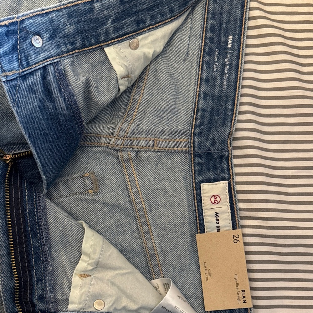 AG Adriano Goldschmied Denim Blue Straight Leg Jeans